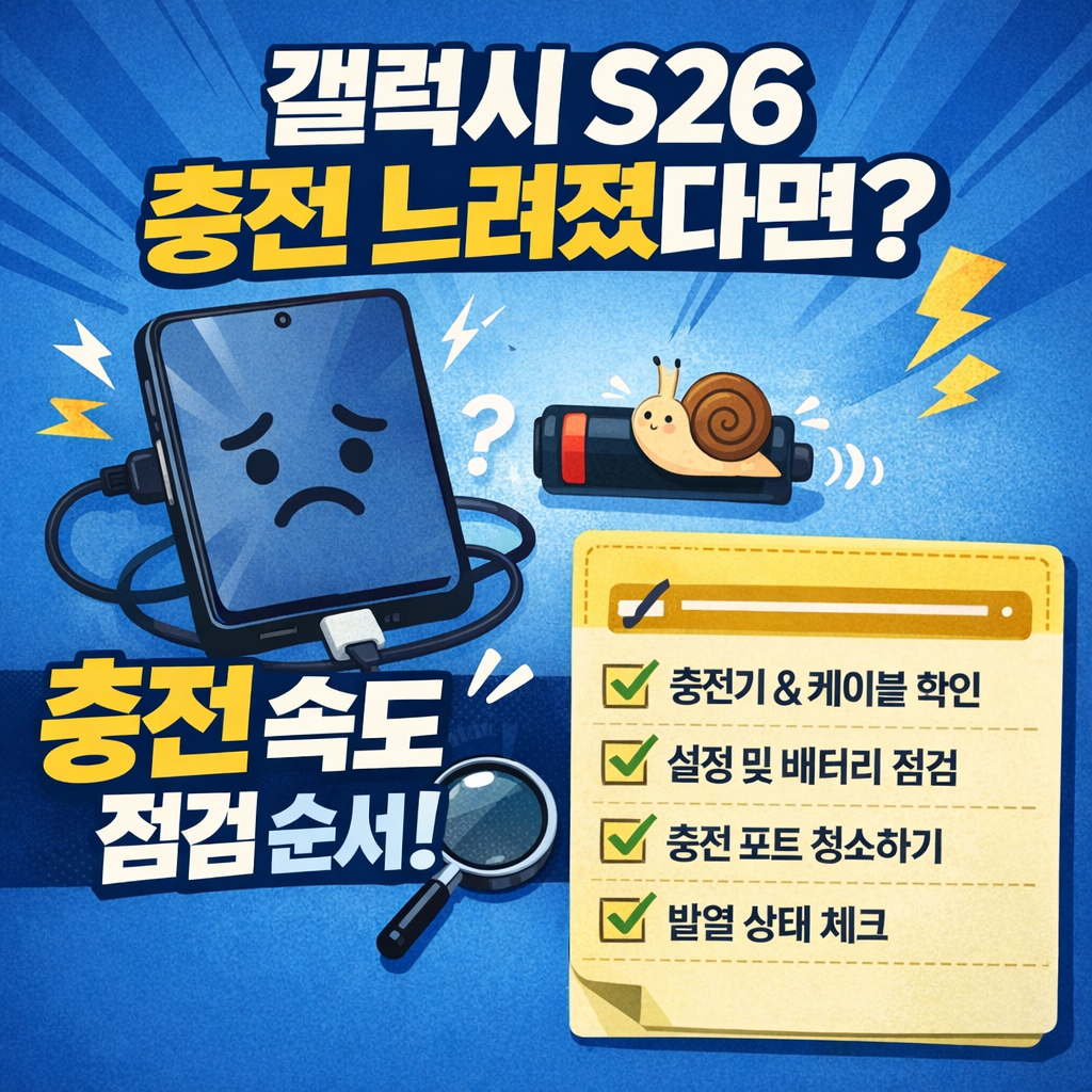 갤럭시 S26 충전 속도 느려졌을 때 점검 순서