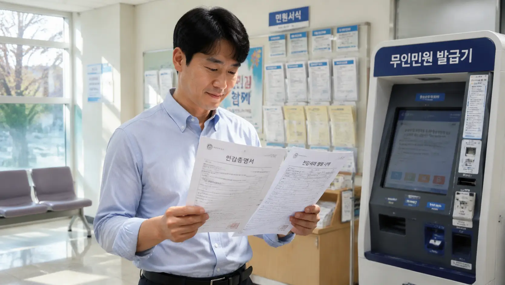 은행 담보대출 자산 가치 평가 서류를 창구에서 면밀하게 대조하며 한도를 분석하는 모습