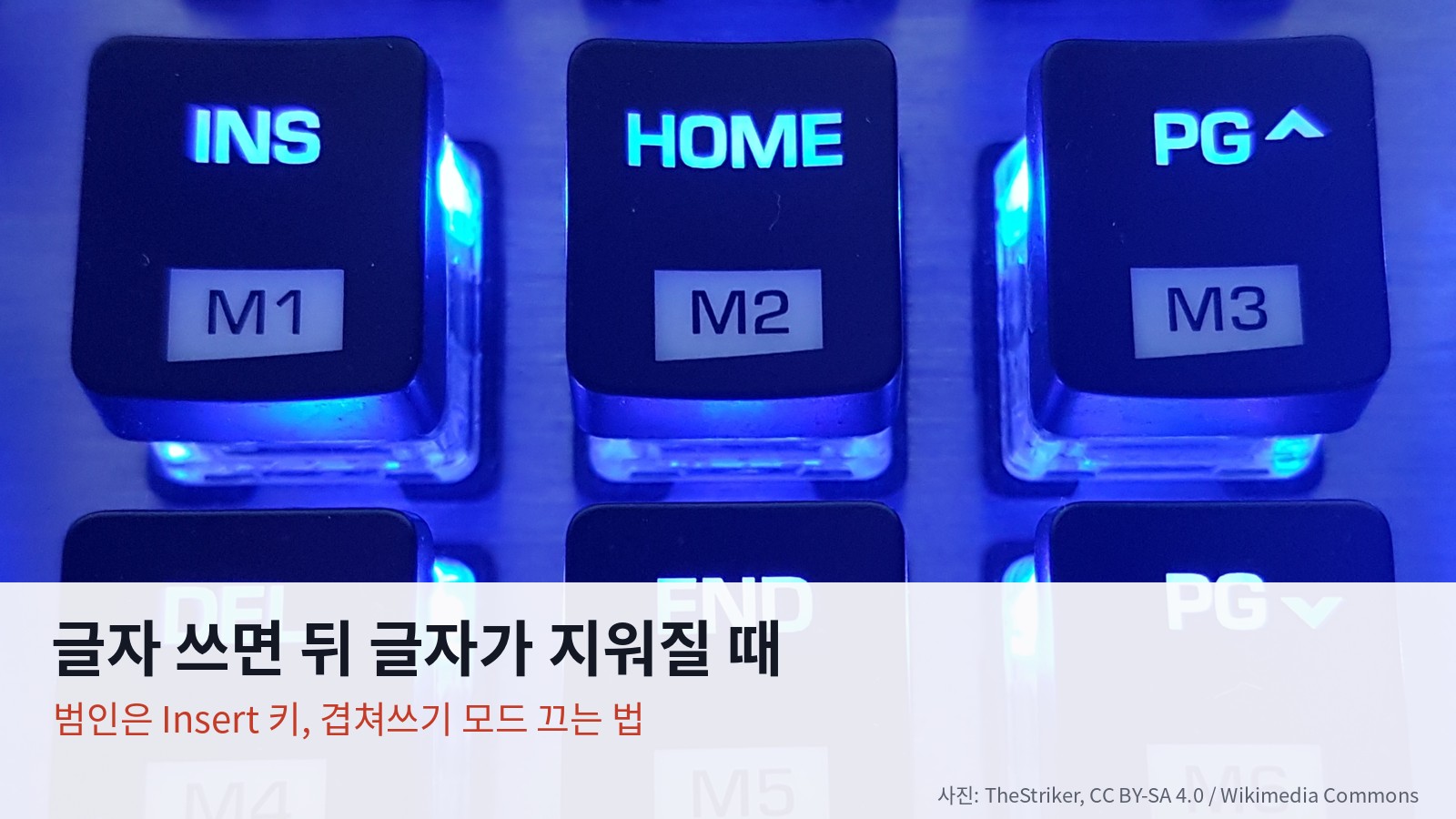 글자 쓰면 뒤 글자가 지워질 때, 범인은 Insert 키 — 겹쳐쓰기 모드 끄는 법 (워드·한글·엑셀·메모장·VS Code, Ins 없는 노트북까지)
