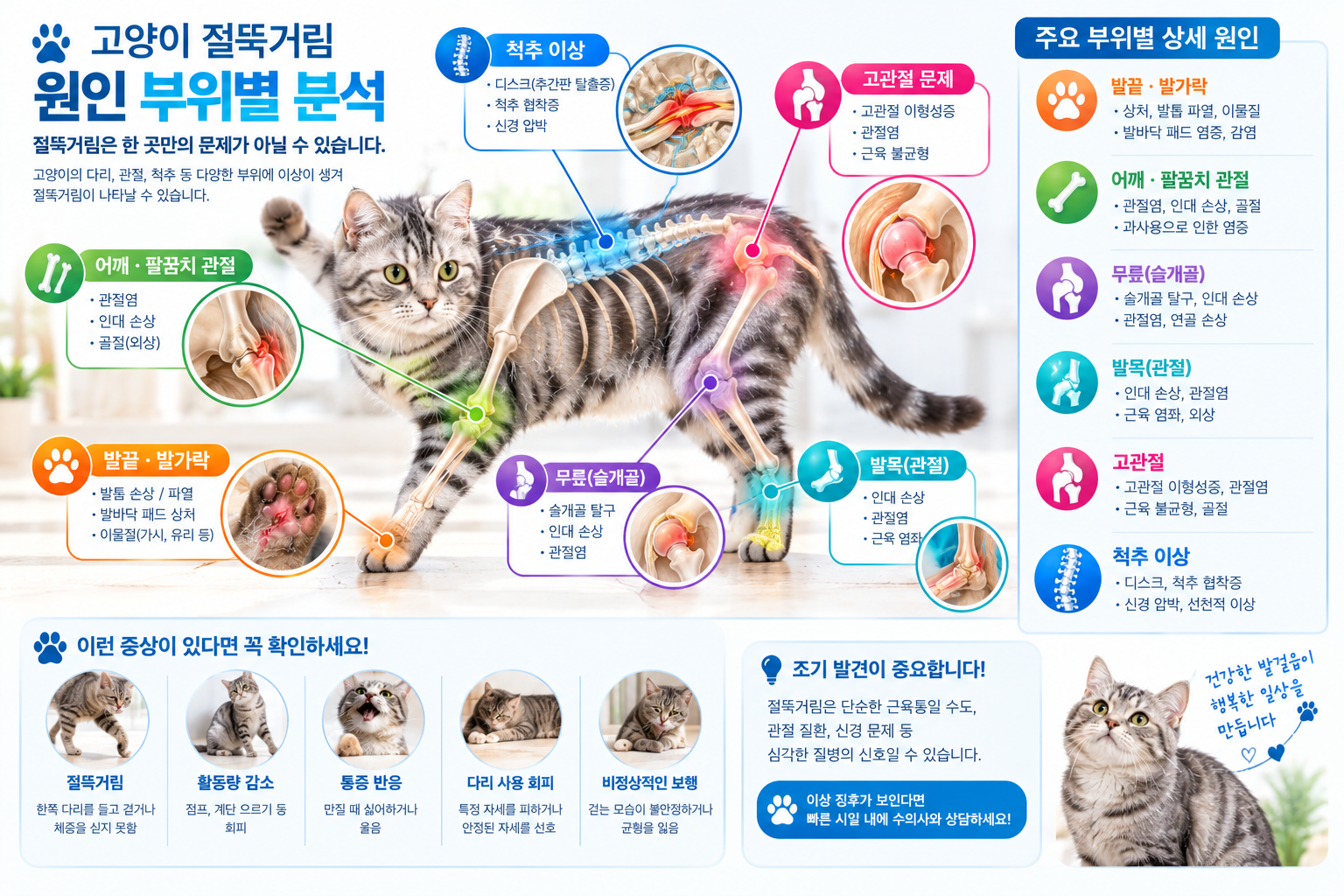 고양이 절뚝거림 원인 부위 분석