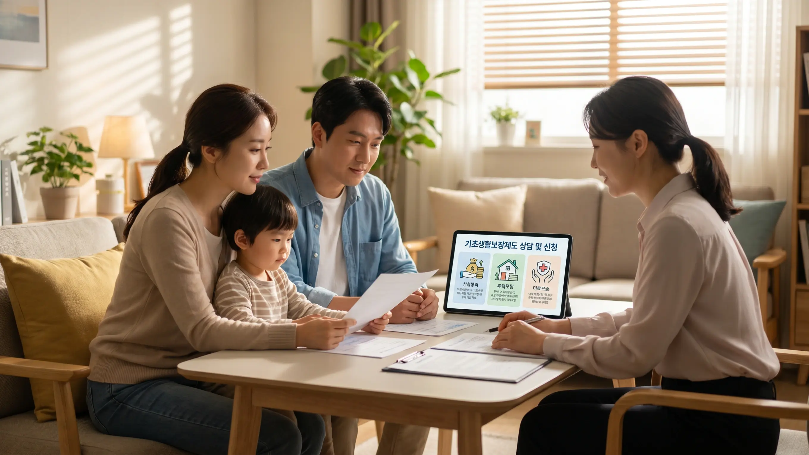 기초생활보장제도 관련 상담하는 장면