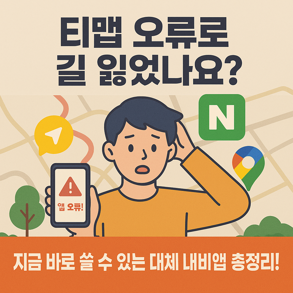 티맵 오류 먹통 접속 불가 상황 발생 t맵 대체 네비게이션 어플 추천 총정리