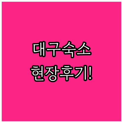직접 가본 듯한 대구 숙소 위치별 특..