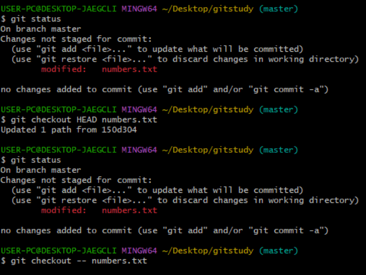git-checkout-명령어로-변경사항-폐기하기