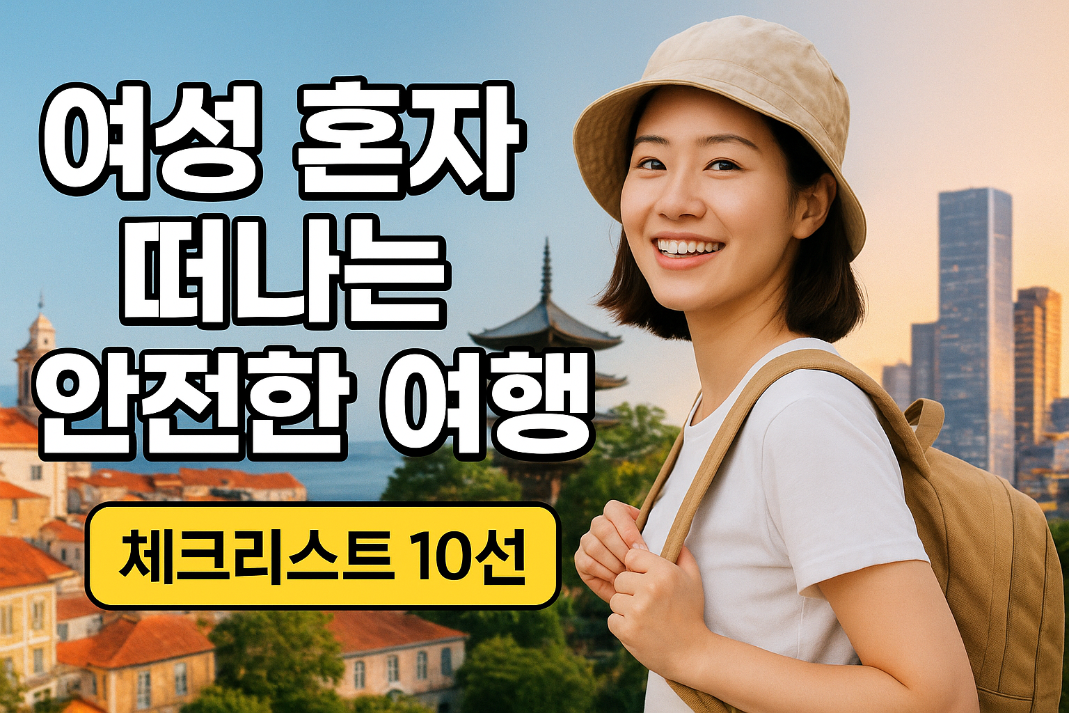 여행하는 젊은 여성