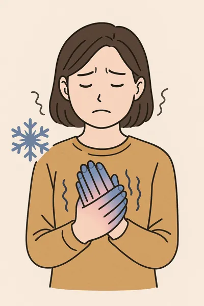 차가운 손을 감싸는 여성