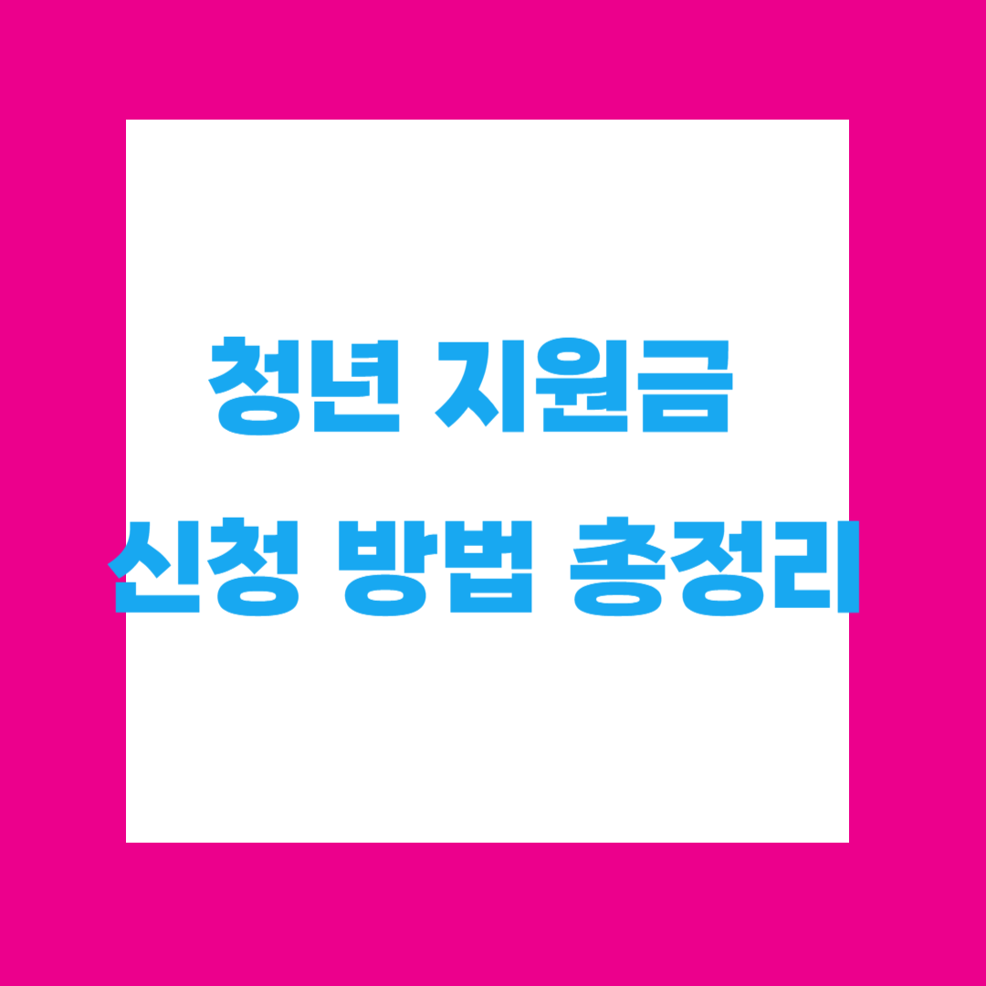 청년 지원금 신청 방법 총정리