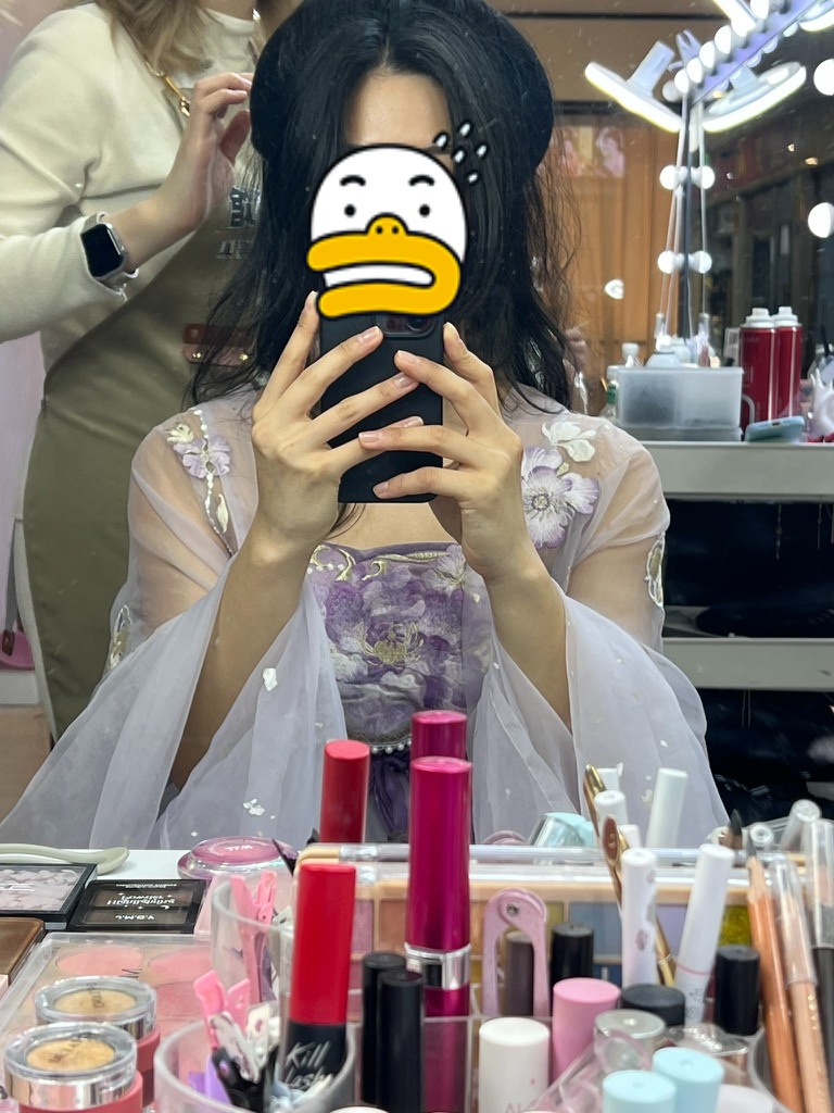 유지안한푸 yujianhanfu 메이크업 과정 가채 올리는 중