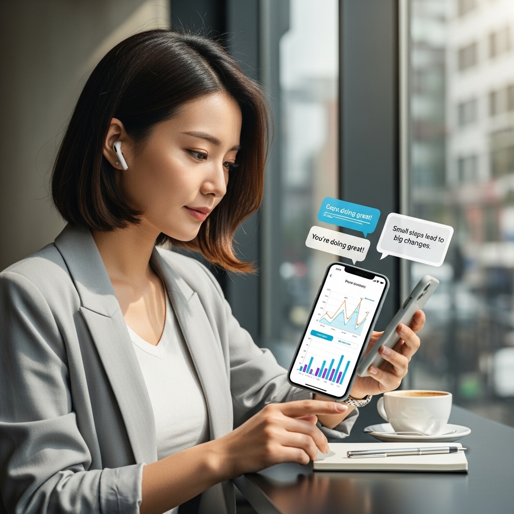 wireless earphones while interacting with a smartphone app for digital cognitive behavioral therapy