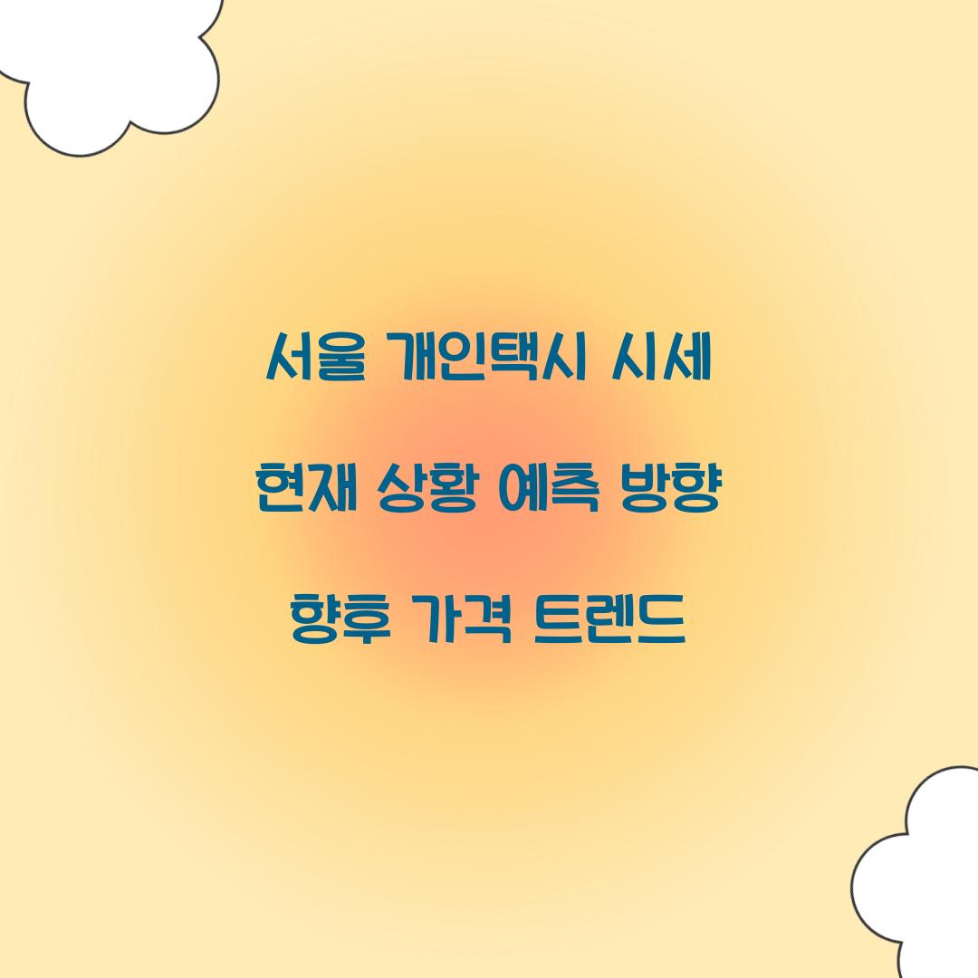 서울 개인택시 시세