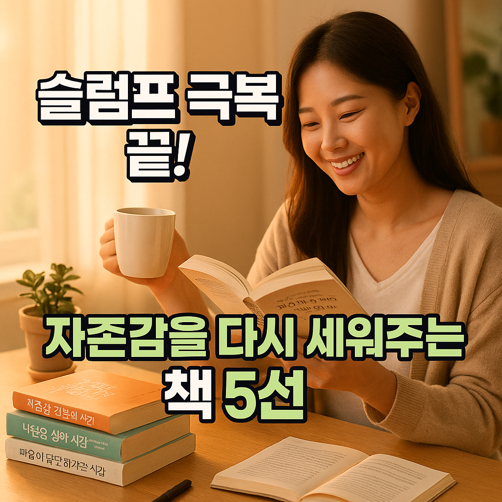 햇살이 비치는 창가에서 커피와 함께 독서를 즐기며 미소 짓는 시민