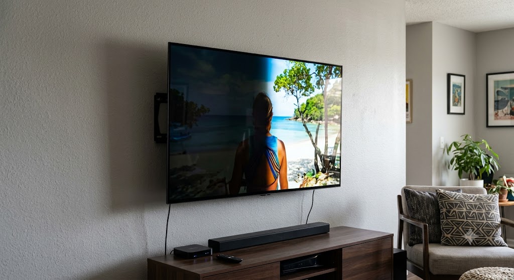 삼성 65인치 벽걸이 TV 화면 왼쪽 반쪽이 어둡게 나오는 고장 증상 실사