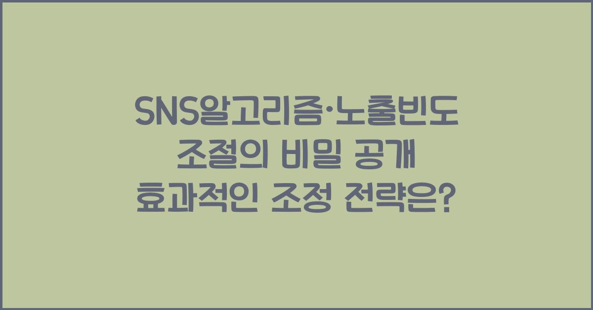 SNS알고리즘·노출빈도조절