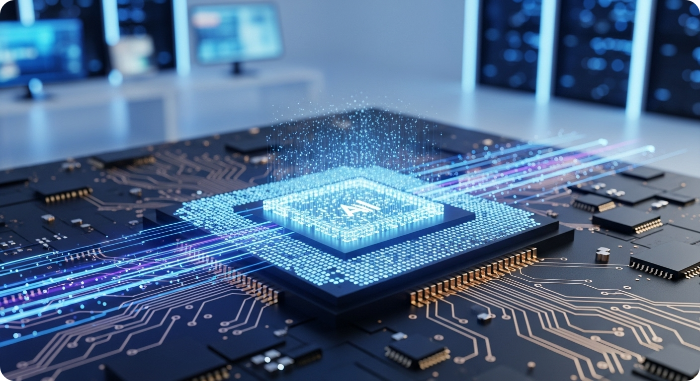 고성능AI 프로세서 칩이정교한 회로