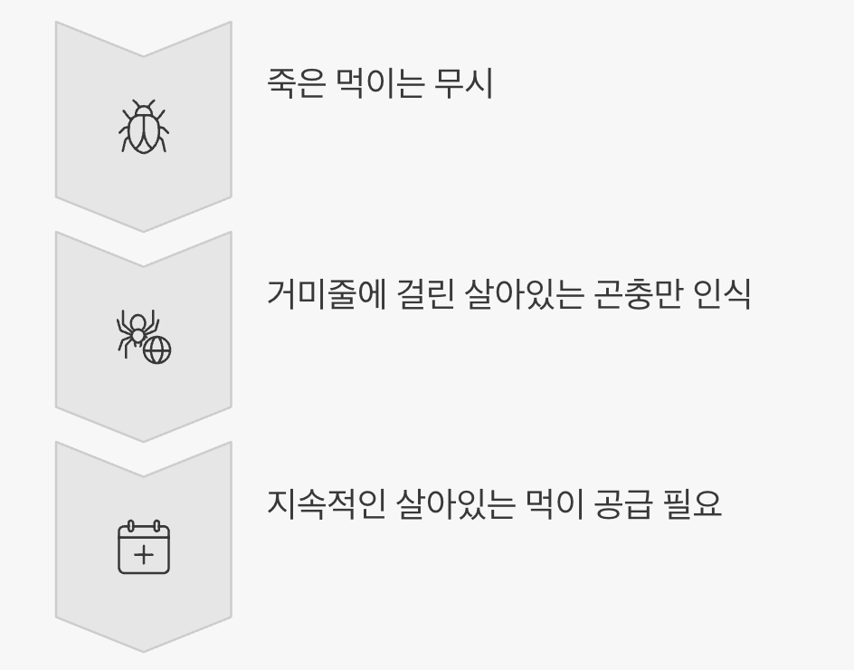 까다로운 식성, 살아있는 먹이의 문제