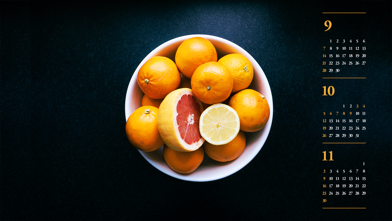 15 그릇에 담긴 오렌지 B - 2025년10월 노트북배경화면