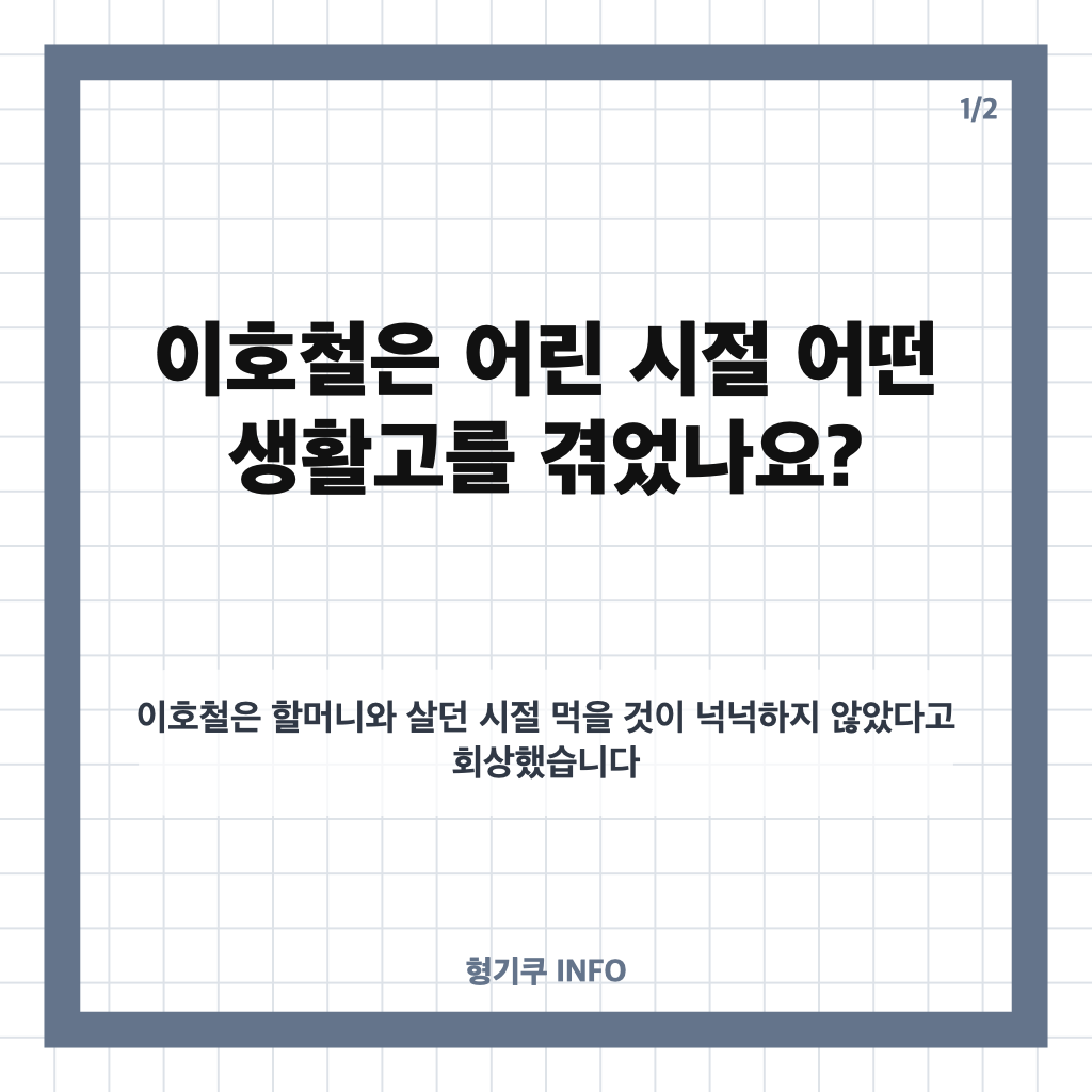 이호철 부모 이혼 생활고, 미우새에서 털어놓은 어린 시절과 어머니 이야기 카드뉴스 1