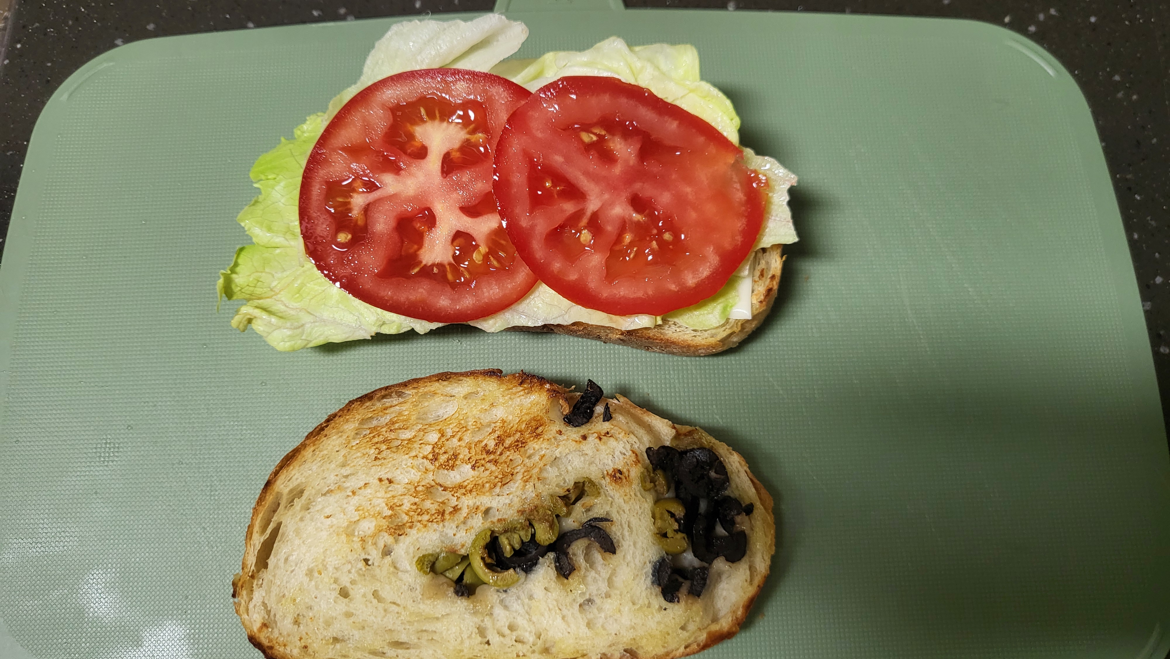 올리브 호밀깜빠뉴 샌드위치 만들기