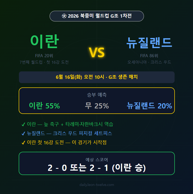 이란 vs 뉴질랜드 전력 분석