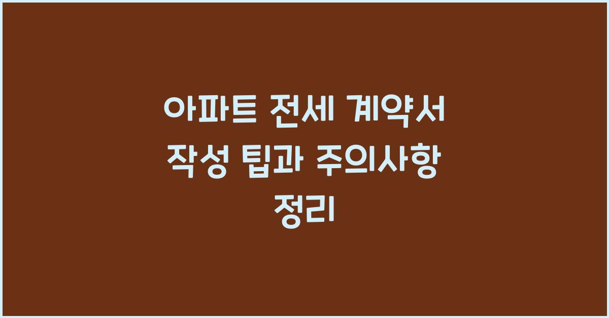 아파트 전세 계약서 작성 팁