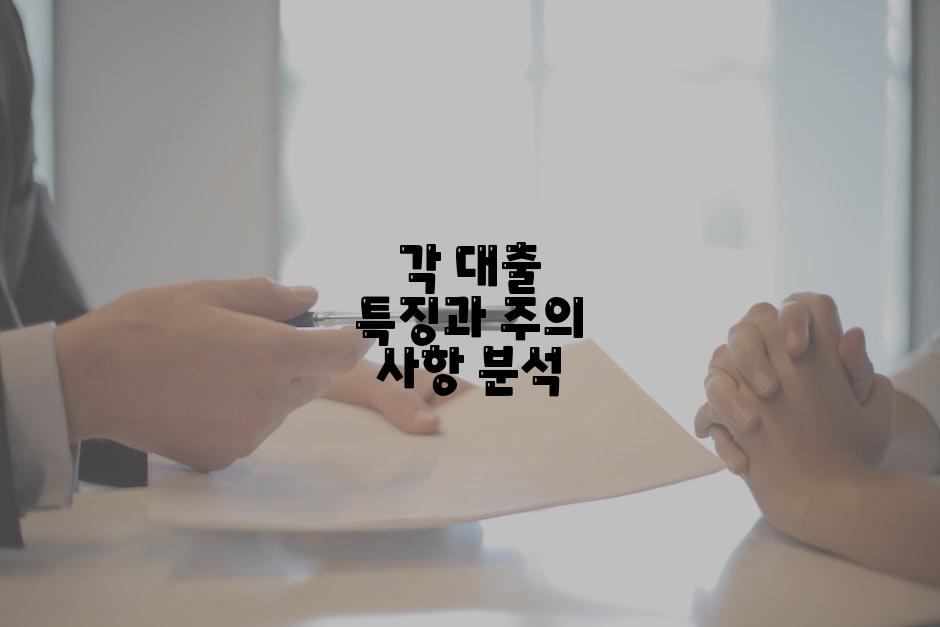 각 대출 특징과 주의 사항 분석