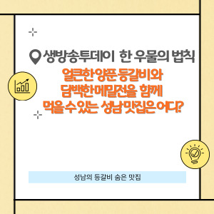 생방송투데이 한 우물의 법칙, 얼큰한 양푼 등갈비 성남 맛집은 어디?