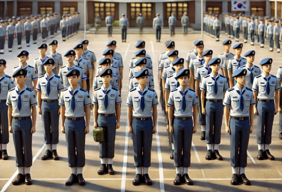 사관학교 생도들이 훈련받는 장면.