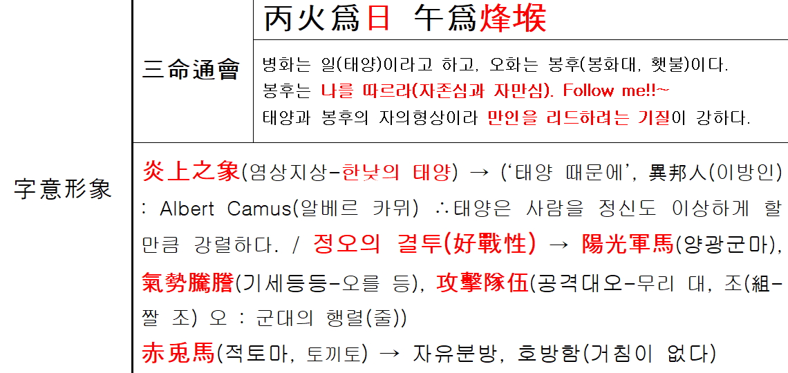 병오일주 물상론