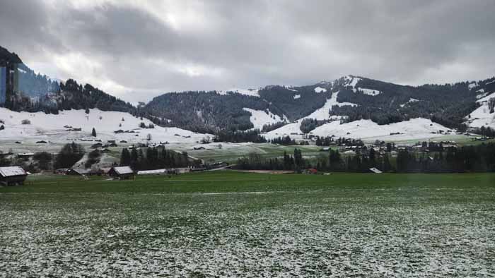 달리는 벨 에포크 기차 안에서 바라본 풍경 - 샤토되 Château-d’Oex