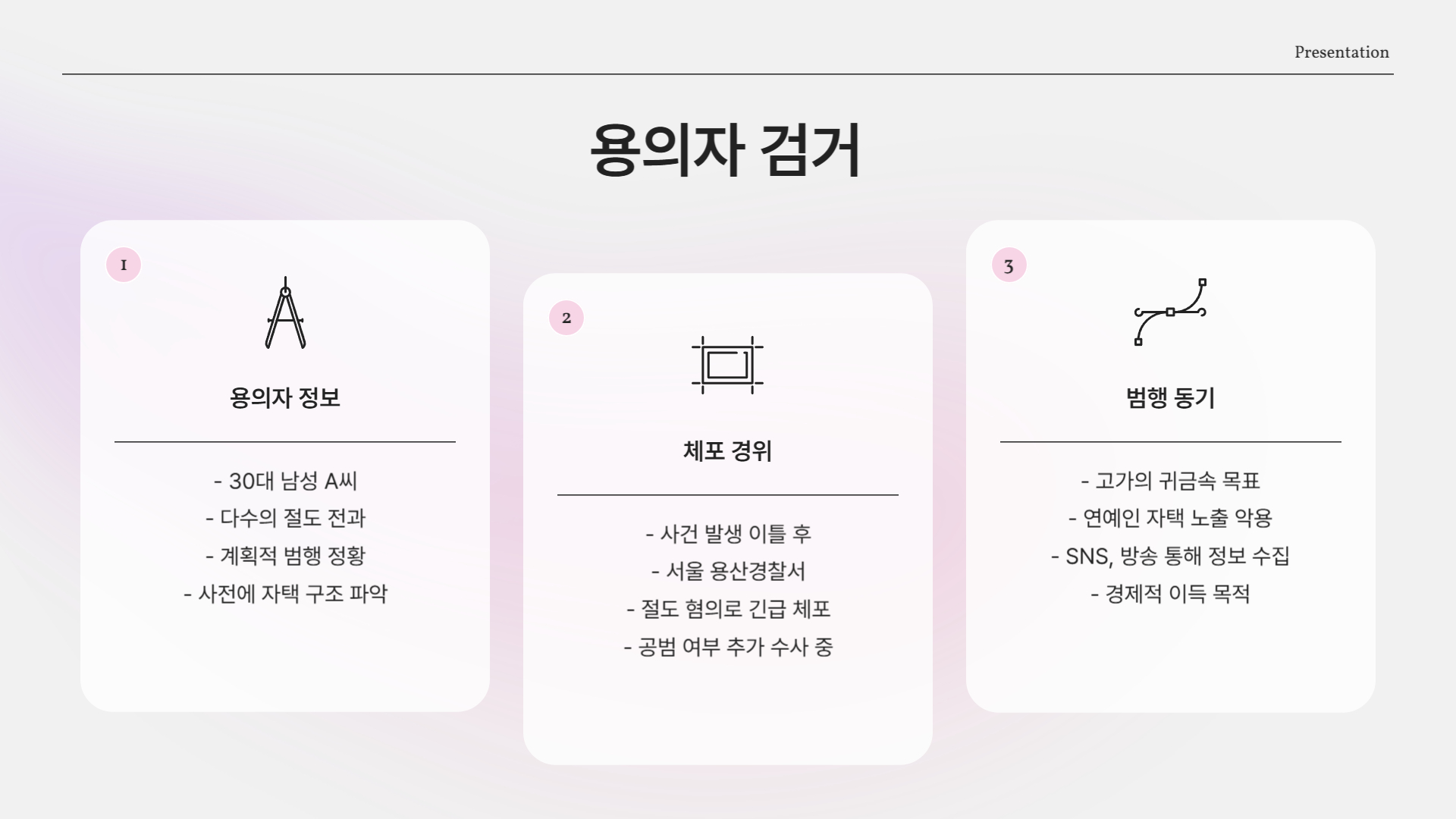 용의자 검거 – 전과 있는 30대 남성 체포