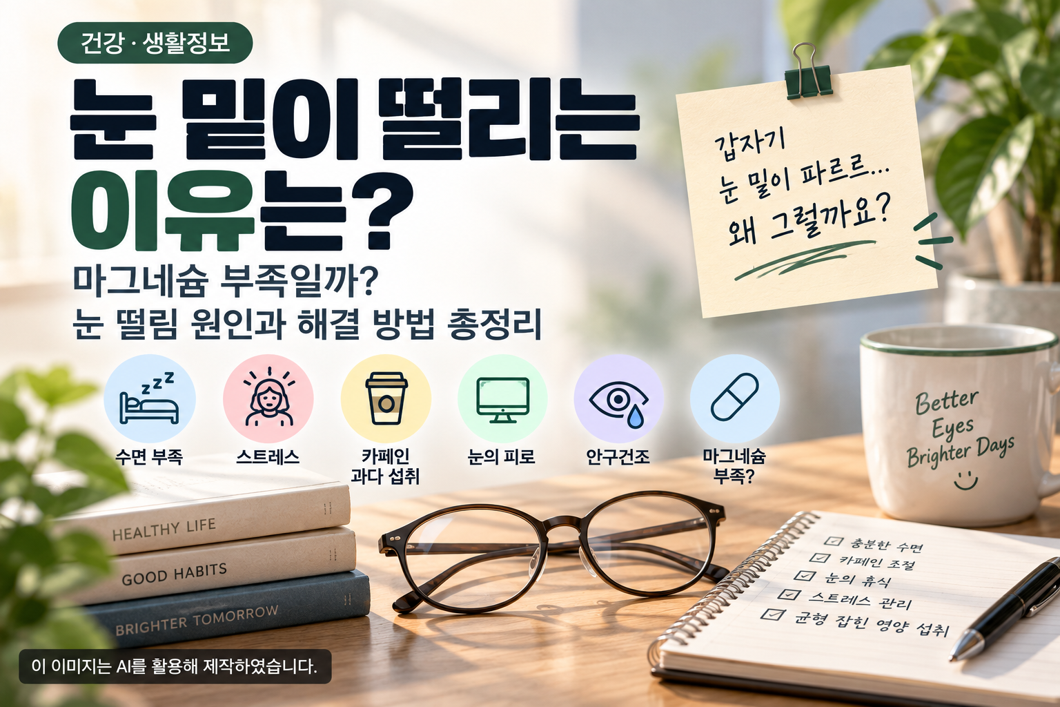 눈 밑이 떨리는 이유와 마그네슘 부족 여부 및 눈 떨림 주요 원인