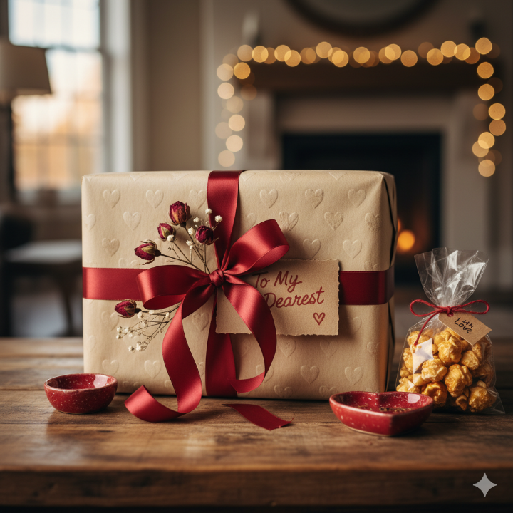 수제 선물을 포장한 사진