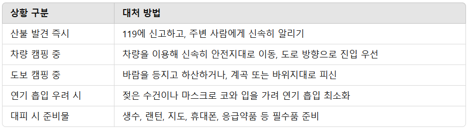 산불 발생 시 캠핑족의 행동 요령