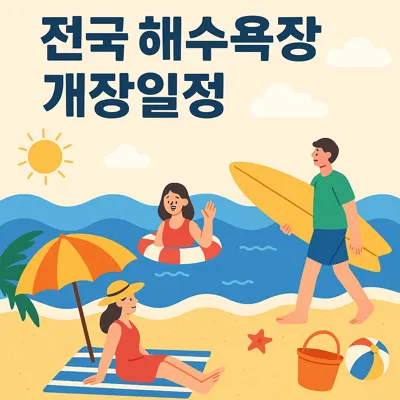 2025년 전국 해수욕장 개장 일정 - 인천 제주 부산 강릉 울산 충남 전라 등