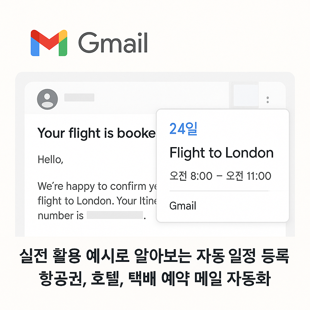 지메일 구글 캘린더 일정 연동 예시(항공편)