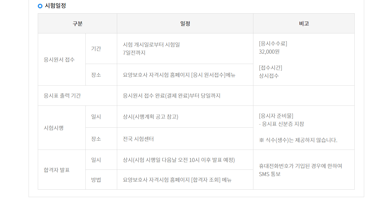 요양보호사 시험일정