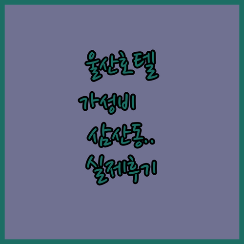 울산 가성비 호텔 순위와 삼산동 터미..