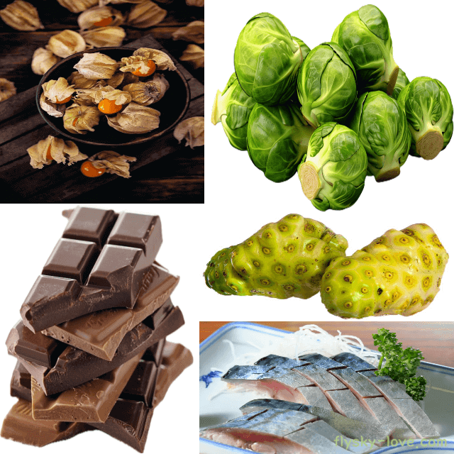 체내 염증 완화에 도움되는 노니, 방울 양배추, 골든베리, 다크초콜릿, 지방이 풍부한 생선