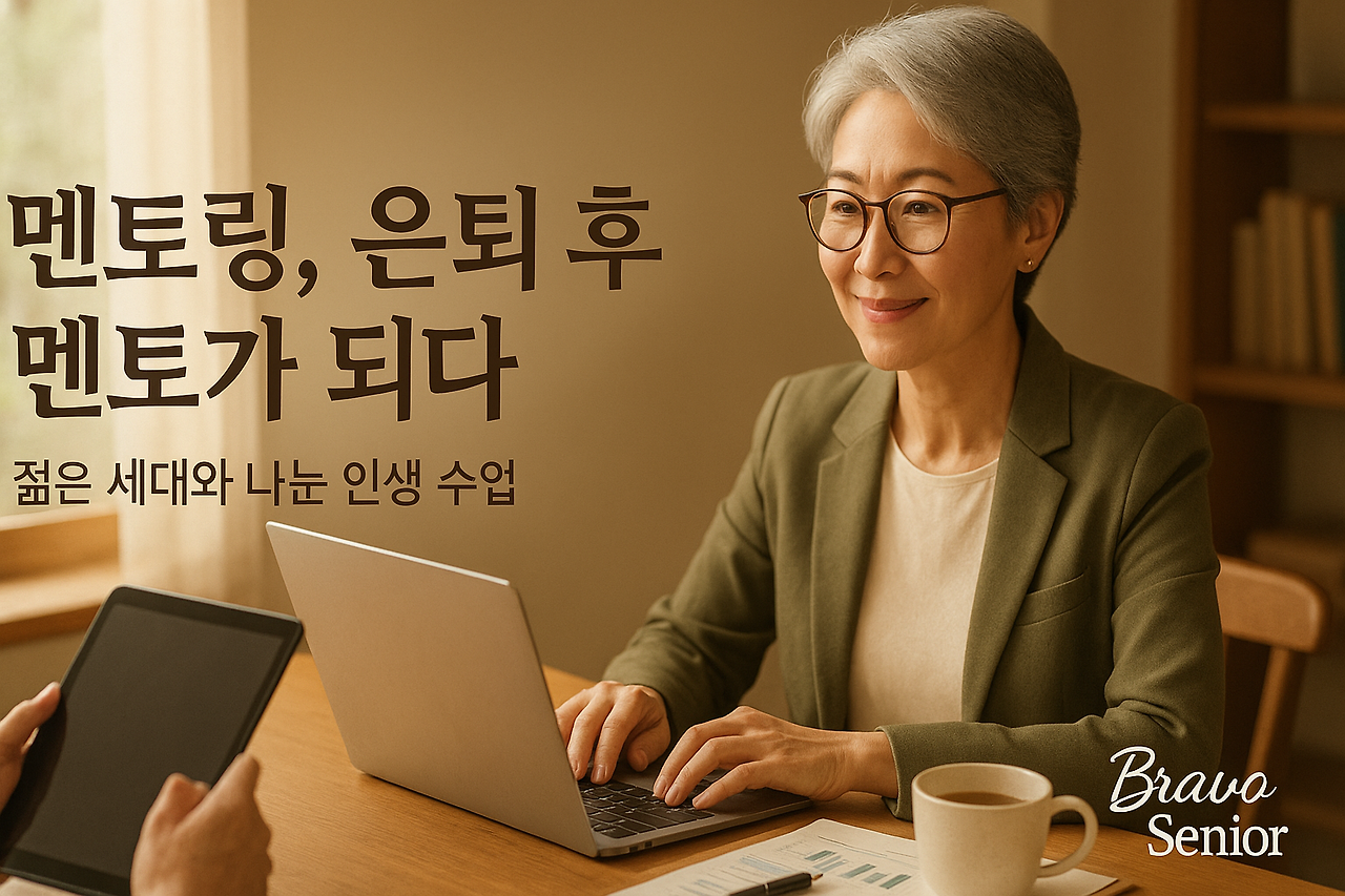 여성 시니어가 멘토가 되어 상담을 하는 장면