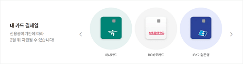 각 카드사별 상품 내용