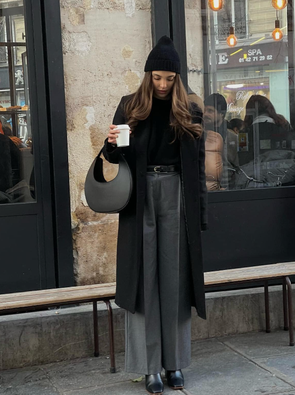 와이드 슬랙스에 발목 부츠