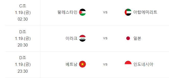 1월 19일 경기