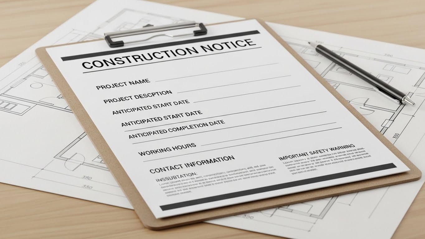 인테리어 공사 안내문 양식