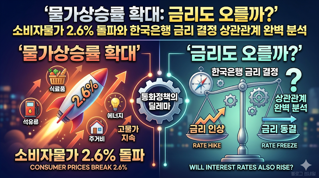 물가상승률 확대: 금리도 오를까? 소비자물가 2.6% 돌파와 한국은행 금리 결정의 상관관계 완벽 분석