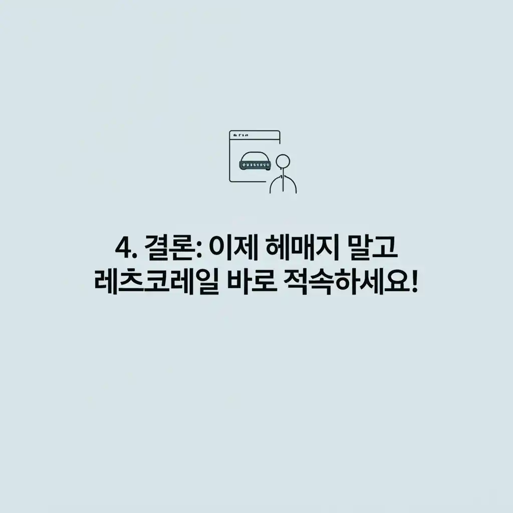 레츠코레일 홈페이지 바로가기 링크를 클릭하는 손. '이제 헤매지 말고 레츠코레일 바로 접속하세요!' 결론을 시각화.