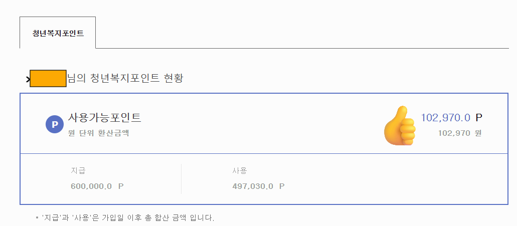 청년복지포인트 조회