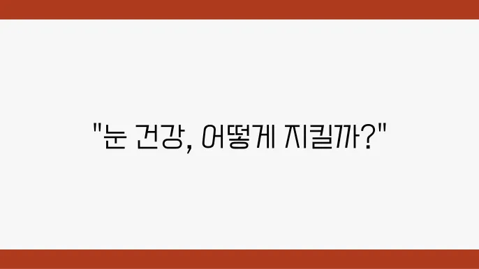 눈 건강 영양제 선택 시 고려사항