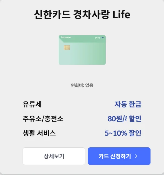 경차 유류세 환급카드 2024년 추천