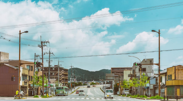 일본 길거리의 모습입니다.