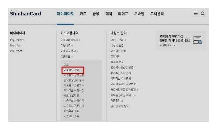 신한카드 한도조회 신한카드 한도조회